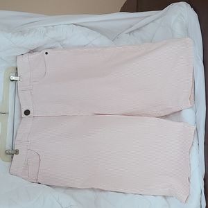 Christopher and Banks petite 16p shorts. Pink and white stripe.